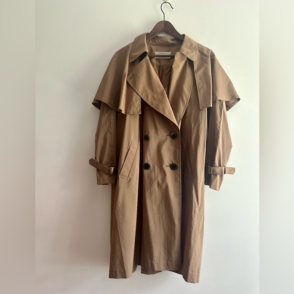 Elegant Brown Double-Breasted Trench Coat